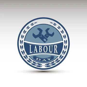 The vector emblem for labour day Stock Illustration
