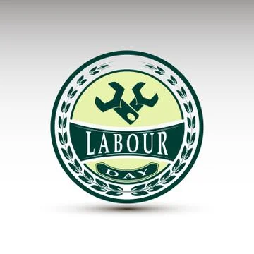 The vector emblem for labour day Stock Illustration