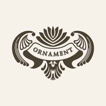 Vector emblem. Logo with wings and frame. Decorated illustration Stock Illustration