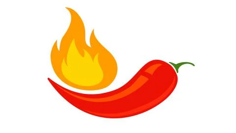Vector emblem of red chilli pepper with fire. Vector emblem jalapeno or chill Illustrazione stock