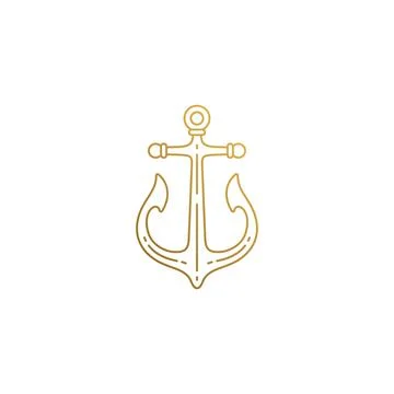 Vector emblem of ship anchor hand drawn with thin lines Stock Illustration