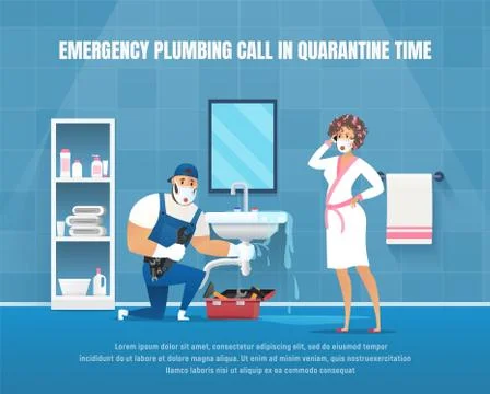 Vector Emergency Plumbing Call im Quarantine Time Stock Illustration