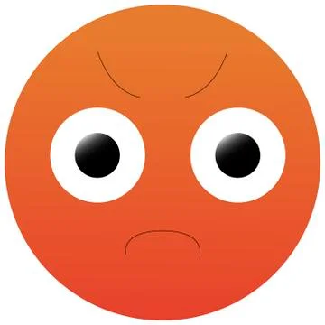 Vector Emoji red angry sad face with eyes and mouth on white background. Funny Ilustración de archivo