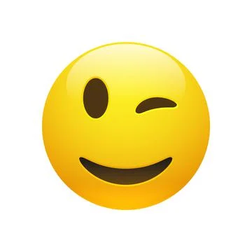 Vector Emoji yellow smiley winking face Stock Illustration