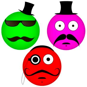 Vector emoticons with a mustache Illustrazione stock