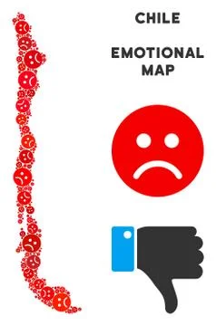 Vector Emotion Chile Map Mosaic of Sad Emojis 스톡 일러스트