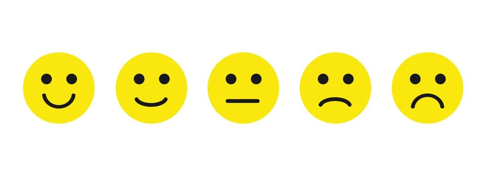 Vector emotion feedback scale on white background. Angry, sad, neutral and ha Stock Illustration