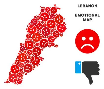 Vector Emotion Lebanon Map Collage of Sad Smileys Illustrazione stock