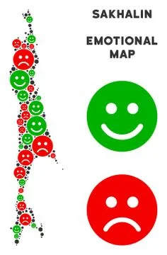 Vector Emotion Sakhalin Island Map Composition of Smileys 스톡 일러스트