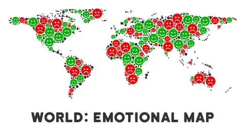 Vector Emotion World Map Composition of Smileys 스톡 일러스트