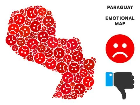 Vector Emotional Paraguay Map Composition of Sad Emojis 库存插图