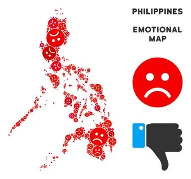 Vector Emotional Philippines Map Mosaic of Sad Emojis Stock Illustration