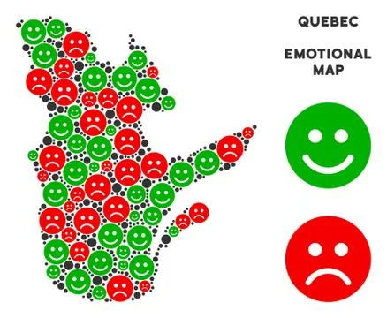 Vector Emotional Quebec Province Map Collage of Emojis Stock Illustration
