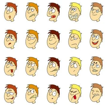 Vector emotions in cartoon faces Stock Illustration