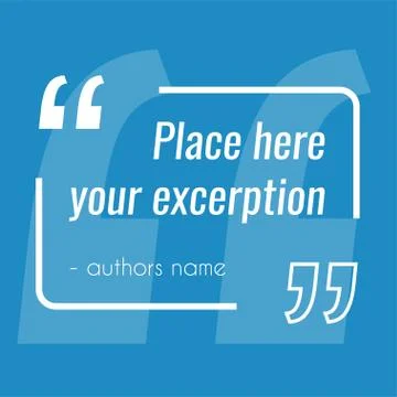 Vector empty blue quote text box. Design element for excerption 스톡 일러스트