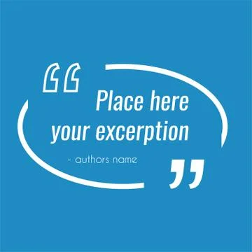 Vector empty blue quote text box. Design element for excerption Stock Illustration