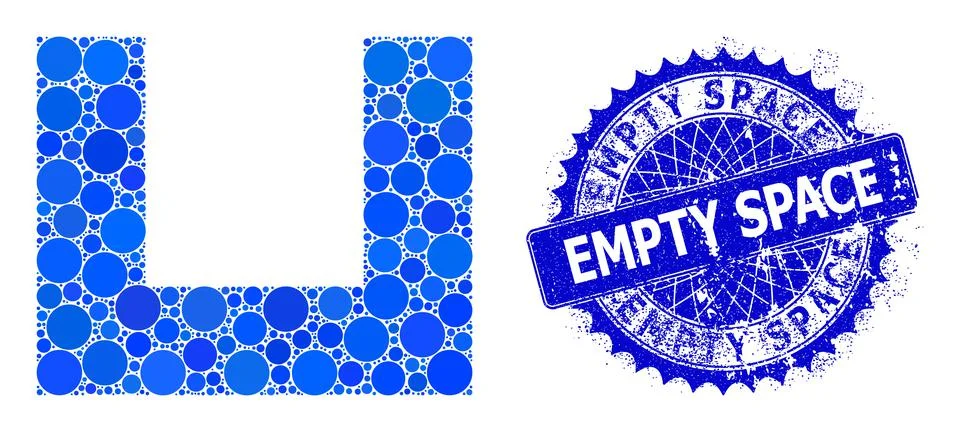 Vector Empty Box Collage of Dots with Scratched Empty Space Stamp Stock Illustration