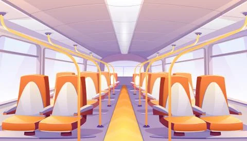 Vector empty bus interior with orange seats Stock Illustration