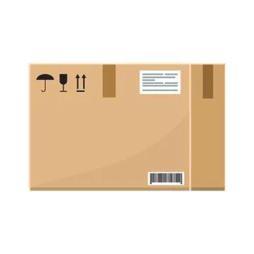 Vector Empty Cardboard box with flat and solid color style design. 스톡 일러스트