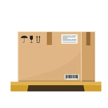 Vector Empty Cardboard box on wooden pallet with flat and solid color style 스톡 일러스트