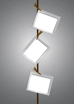 Vector : Empty frame and clothespin on rope Stock Illustration