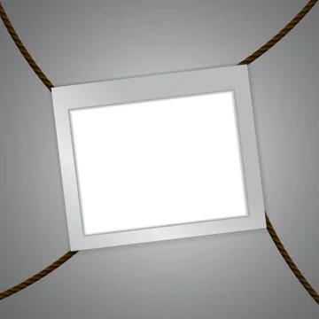Vector : Empty frame and clothespin on rope Stock Illustration