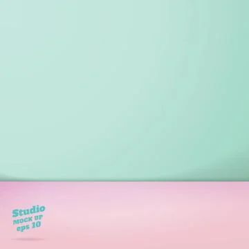 Vector of Empty pastel green and pink two tone color studio room background , Stock Illustration