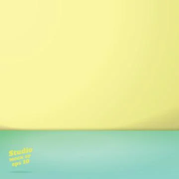 Vector of Empty pastel green and yellow two tone color studio room background Illustrazione stock