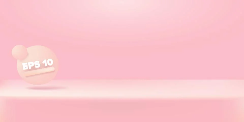 Vector Empty pastel pink color studio table room background, product display Illustrazione stock