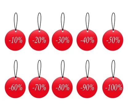 Vector empty price tags.Template of price tags, labels, tags png. Illustrazione stock