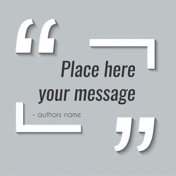 Vector empty quote text box. Design element in paper cut style for excerption Stock Illustration
