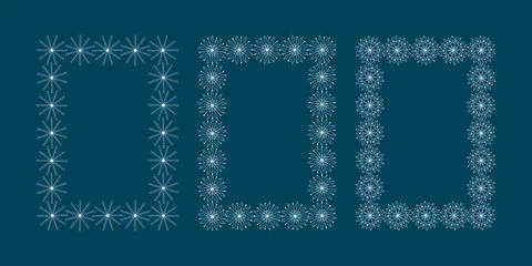 Vector empty rectangular frames of white snowflakes set 스톡 일러스트