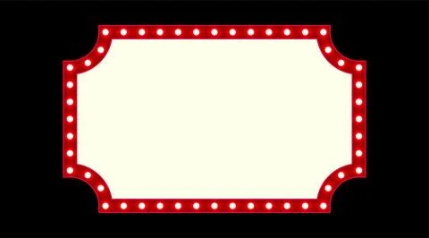 Vector empty retro circus billboard frame with electric bright glowing lamps. Stock Illustration