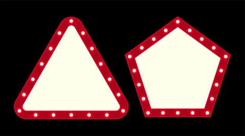 Vector empty retro circus billboard frame with electric bright glowing lamps. Stock Illustration