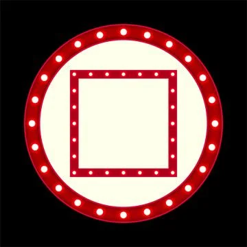 Vector empty retro circus billboard frame with electric bright glowing lamp.. Stock Illustration