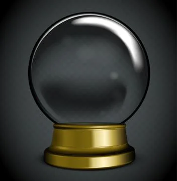 Vector Empty Snow Globe. White transparent glass sphere on a stand with glare Stock Illustration