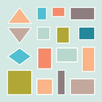 Vector Empty Template Blank Postage Stamps. Illustrazione stock