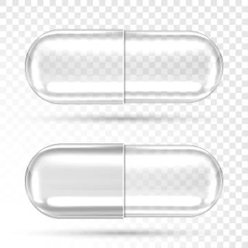 Vector empty transparent pill capsules Stock Illustration
