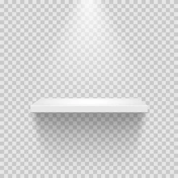 Vector empty white shelf isolated on transparent background. 스톡 일러스트