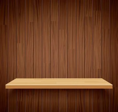 Vector empty wooden shelf background.Empty wood for your product display or m Stock Illustration