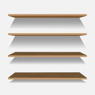 Vector empty wooden shelf isolated on checkered background Stock Illustration