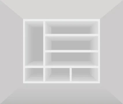 Vector Empty Wooden Shelves Isolated on Wall Background. Shelf for books Stock Illustration