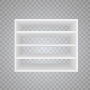 Vector Empty Wooden Shelves Isolated on Wall Background. Shelf for books Stock-Illustration