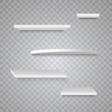 Vector Empty Wooden Shelves Isolated on Wall Background. Shelf for books Illustrazione stock