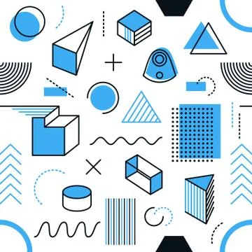 Vector endless pattern simple memphis style shapes Stock Illustration