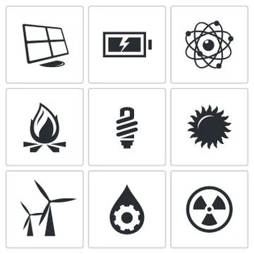 Vector energy icons set Stock Illustration