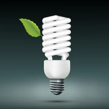 Vector energy saving lamp with green leaf Stock Illustration