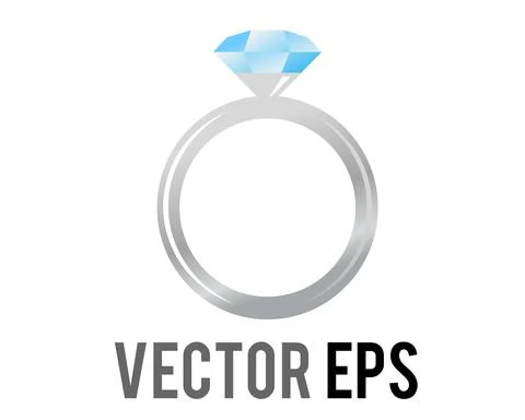 Vector engagement wedding diamond with white gold ring icon Illustrazione stock