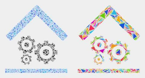 Vector Engine Service Garage Mosaic Icon of Triangles Illustrazione stock