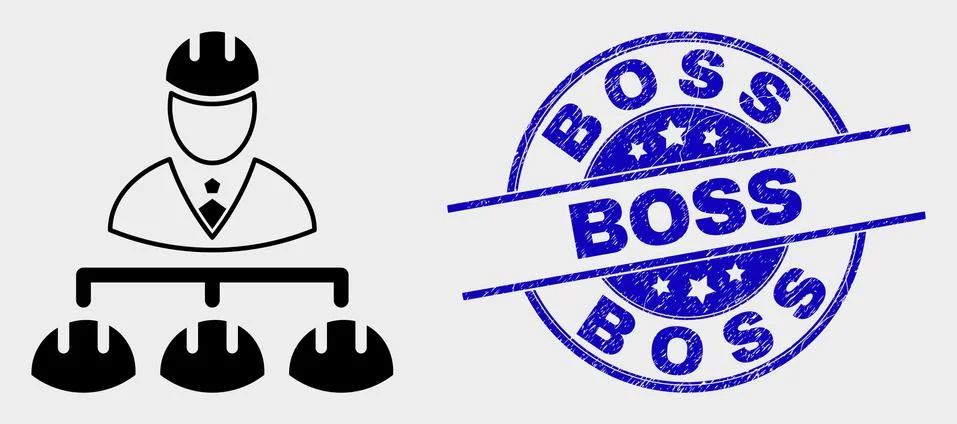 Vector Engineer Hierarchy Icon and Scratched Boss Watermark 스톡 일러스트